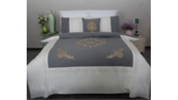 New Dubai style cotton embroidery flower  duvets cover embroidery cushion covers grey and gold comforter sets bedding1
