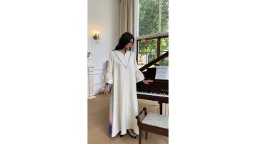 Ruffle Sleeve Gradient Jacquard Party Abaya Jalabiya Dress AB393