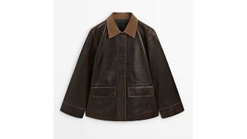 Women's corduroy detail Napa leather Parkas leather jacket
