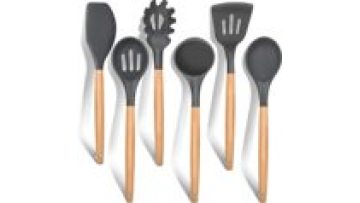 Wholesale Bpa free food grade Non-stick heat resisting Safety Kitchen Tools Silicone Cooking Utensils Sets with Wooden Handle1