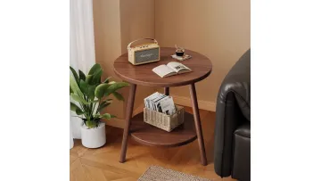 Round Wooden Side Table for Sofa Bedroom Balcony Small Space1