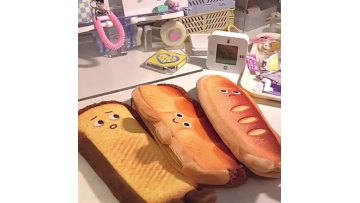 RTS private logo funny live foldable kawaii emotion toast pencil pouch bag novelty plush pencil case for school student1