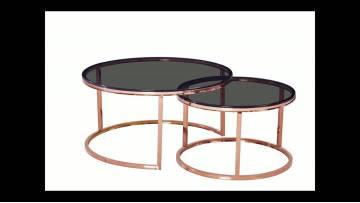 TL-SG001 Rose Gold Nesting Tables with Smoked Grey Glass – Modern Space-Savers