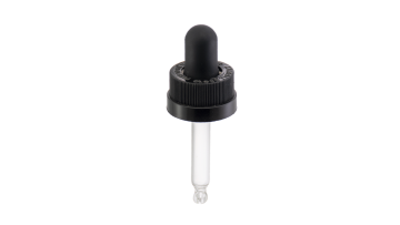 18/400 Black Ribbed Child-Resistant Capable Controlled Dropper Caps
