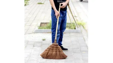 Handmade Natural Palm Fiber Broom with Bamboo Handle1
