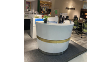 Hot Sale Special Small White and Gold Oval High Glossy Painting Evening Spa Center Front Stand Reception Desk1