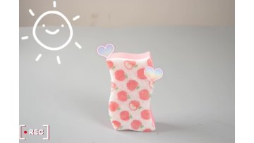 Pink color printed on sponge