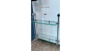 Dual Glass Shelves and ceramic Toilet Brush Holders