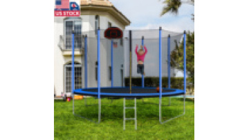 US local delivery Trampoline with Safety Enclosure Net kids Jumping Elastic Bed Trampoline1