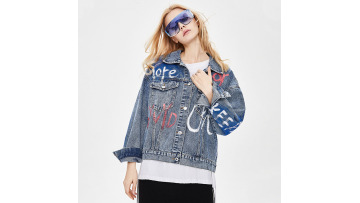 Loose Colorful Print Denim Jacket