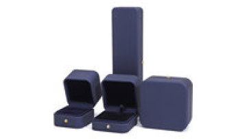 Hanhong wholesale custom logo luxury blue PU leather jewelry packaging box necklace bracelet stud earrings ring jewelry box1