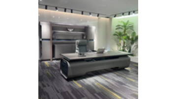 CEO Wireless Charging L Shape with Finger Print Lock Drawer Gray Luxury Office Furniture High-tech Modern Executive Office Desk1