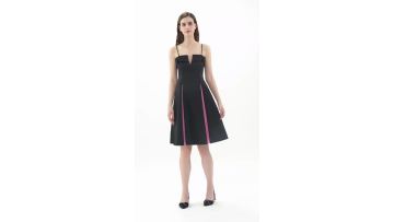 V-neckline and a High Silt Pink Dress