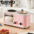 DMWD Household Electric 3 in 1 Breakfast Machine Mini Bread Toaster Baking Oven Omelette Fry Pan Hot Pot Boiler Food Steamer EU