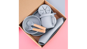 Biodegradable Degradable Supplies Silicone Bib Spoon Bowl Kids Dining Baby Accessories Feeding Tableware Set1