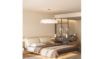 Light luxury floating bed modern minimalist master bedroom double bed minimalist elephant ears cream style leather bed1