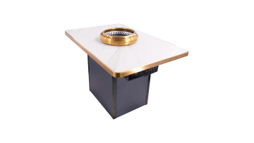 Smokeless barbecue table in commercial dining room