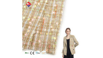 New Style 100% Polyester 370gsm Woven Yarn Dyed Luxury Twill Tweed Fabric with Sequins for Women Garment Coat1