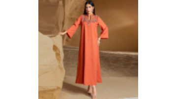 2025 Muslim Women Dress Dubai Caftan Solid Color Lace Tape Full Sleeves V Neck Sashes Moroccan Abaya1