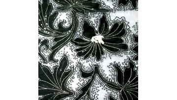 New Arrival Dress Fabric Poly Mesh Embroidery with Velvet Lace 100% Polyester Embroidered fabric1