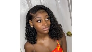 Afro Curly Wigs Natural Hairline 150% Density Remy Human Hair For Black Women wholesale short lace front bob wig1