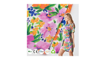 Custom Printed Floral Dress Fabric 170gsm Polyester Spandex Stretch Spring Summer Birdseye Eyelet Fabric for Women Garments1