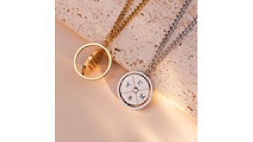 Custom Flip Necklace Stainless Steel Letter Pendant Vintage Sweater Chain Lock Bone Chain Customized Stainless Steel Necklace1