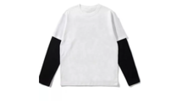 100% Cotton Screen Print Patchwork Tee Double Layered Long Sleeve DTG Print T Shirts For Men1