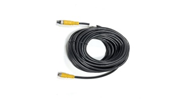 M12 4Pin Male to Female Extension Cable, 15000mm Long Yellow Waterproof Wiring Harness