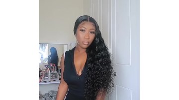 Top quality 200 density deep wave hd transparent lace frontal 13x6 wig 30 inch hd clear lace wig 12a lace front loose wave wigs1