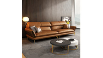 Italian-style sofa head layer cowhide Nordic leather down sofa living room chaise longue L-shaped corner combination1