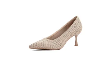Silver Metallic Fashionable Pointed Toe High Block Heels for Women1