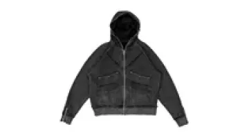 Custom Embroidery Heavyweight Acid Wash Hoodie for Men Patch Pocket Full Zipper Up French Terry Hoodies1