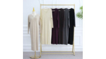 New Modest Solid Color Casual Dresses Women Muslim Sweatshirt EID Ramadan Collection Knitting Abaya1