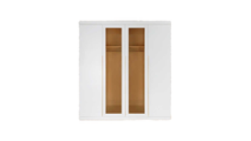 Modern Metal 4-Door Wardrobe with Glass Door Design - Steel Wardrobes Lemari Baja for Bedroom & Living Room1