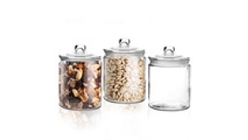 Factory Custom  Different Size Round Glass Storage Jars With Glass Lid1