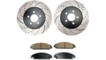 QYT10036 Front Drilled/Slotted Disc and Ceramic Pad Kit for Chrysler 300, Dodge Charger, Challenger, and Magnum (2005-2018)1