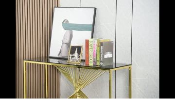 TL-AS507 Gold Geometric Slim Console | Space-Smart Hallway Essential