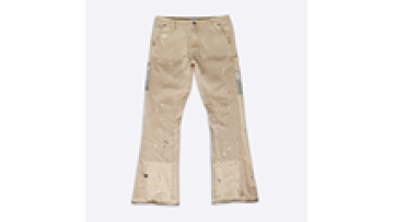 Fashion Vintage Fitted Ripped Raw Hem Stacked Flare Denim Jeans for Men1