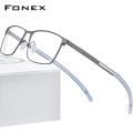 FONEX Pure Titanium Glasses Frame Men Square Myopia Optical Prescription Eyeglass Frame Man 2020 Antiskid Silicone Eyewear 8521
