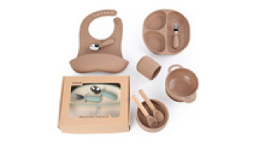 Hot Sale Safety BPA Free Cucharas Set Mini Feeding Wooden Spoon Silicone Baby Spoon Fork Set For Training1