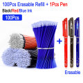 DELVTCH 100Pcs/Set 0.5MM Gel Pen Erasable Pen Refill Rod Erasable Pen Accessory Blue Black Ink Stationery Writing Tools Gifts