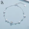 SA SILVERAGE 925 Sterling Silver Charms Bracelets Bangles for Women 925 Silver Star Ball Chain Link Bracelets Pulseira Feminina