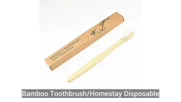 Disposable Bamboo Toothbrush, Charcoal Bristles, Kraft Paper Box for Guests1