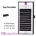 TDANCE 10pcs/lot Rapid Blooming Volume Eyelash Extensions self fanning Fast Fan Individual Lashes Rapid Automatic Blooming