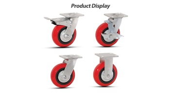 Heavy duty arcuate red pu caster