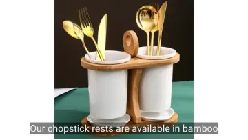 Wooden and Ceramic Kitchen Chopstick Holder1