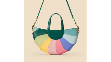 Unique Design Green Leather Fan-shaped Handbag