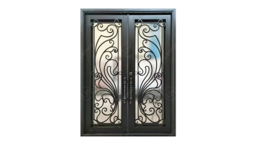 French Wrought Iron Security Entrance Double Doors