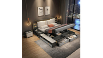 Modern and simple Nordic high box storage bed multi-functional storage wedding bed master bedroom double bed1